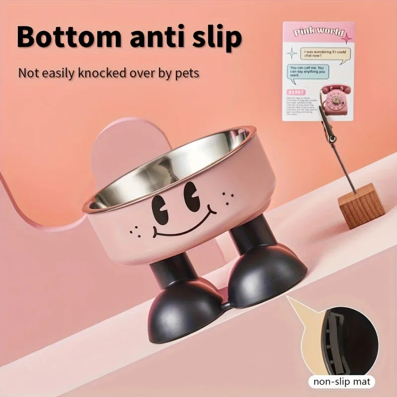 Tigela elevada para cães e gatos em aço inoxidável, tigela para comida e água, anti-derramamento, para filhotes, cães e gatos de pequeno, médio e grande porte.