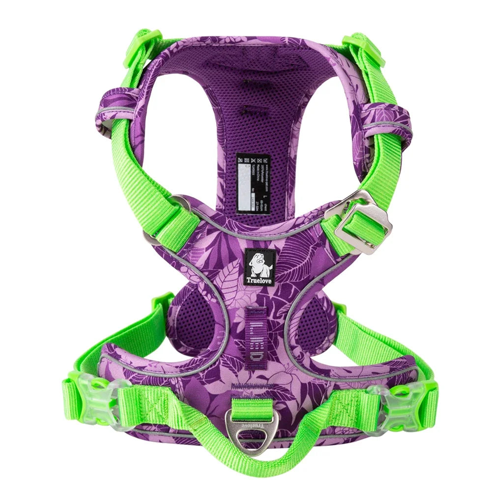 VERO AMOR Arnês para animais de estimação sem tração Nylon Reflexivo Arnês para cães Controle confortável ajustável Step-in Brilhante Truelove TLH5654